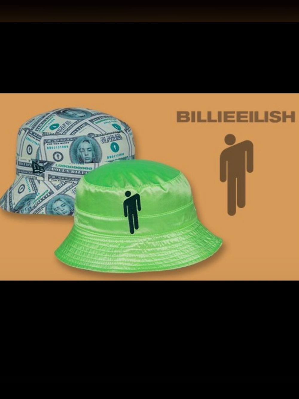 Billie Eilish Dollar Bill Bucket Hat New Era Reversible Rare - OS
